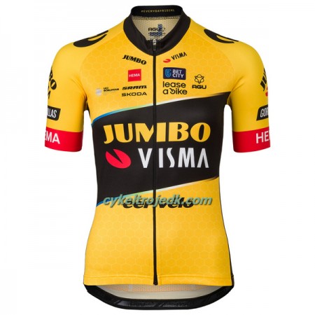 Cykeltrøje Dame 2023 Jumbo-Visma Gul Sort
